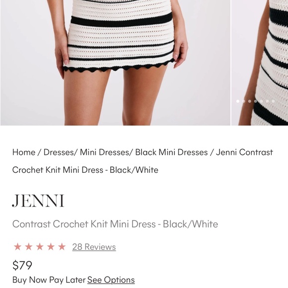 MESHKI JENNI
Contrast Crochet Knit Mini Dress - Black/White - Picture 2 of 5
